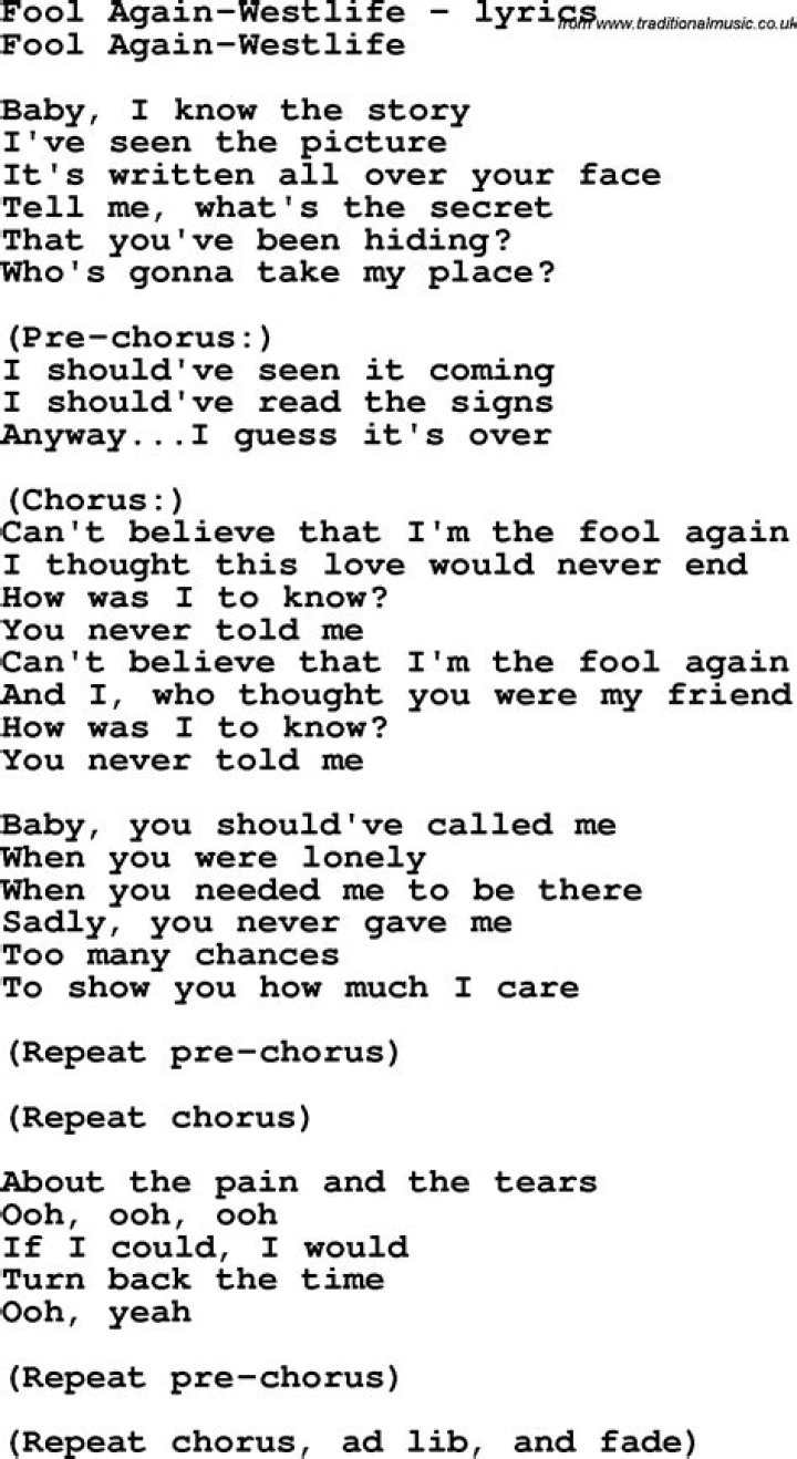 (a) fool in love lyrics