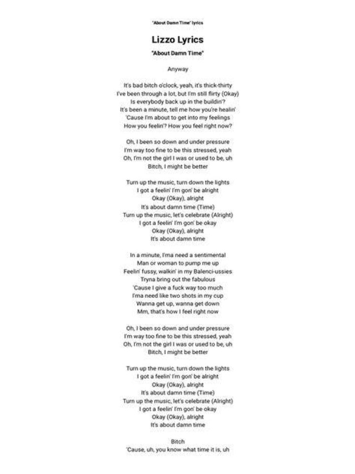 About damn time lizzo lyrics