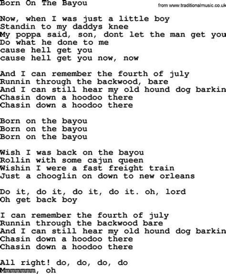 Born on the bayou lyrics