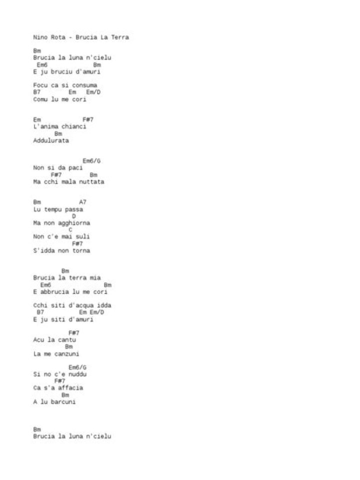 Brucia la terra lyrics