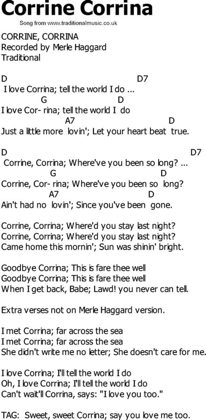 Corinne corrina lyrics