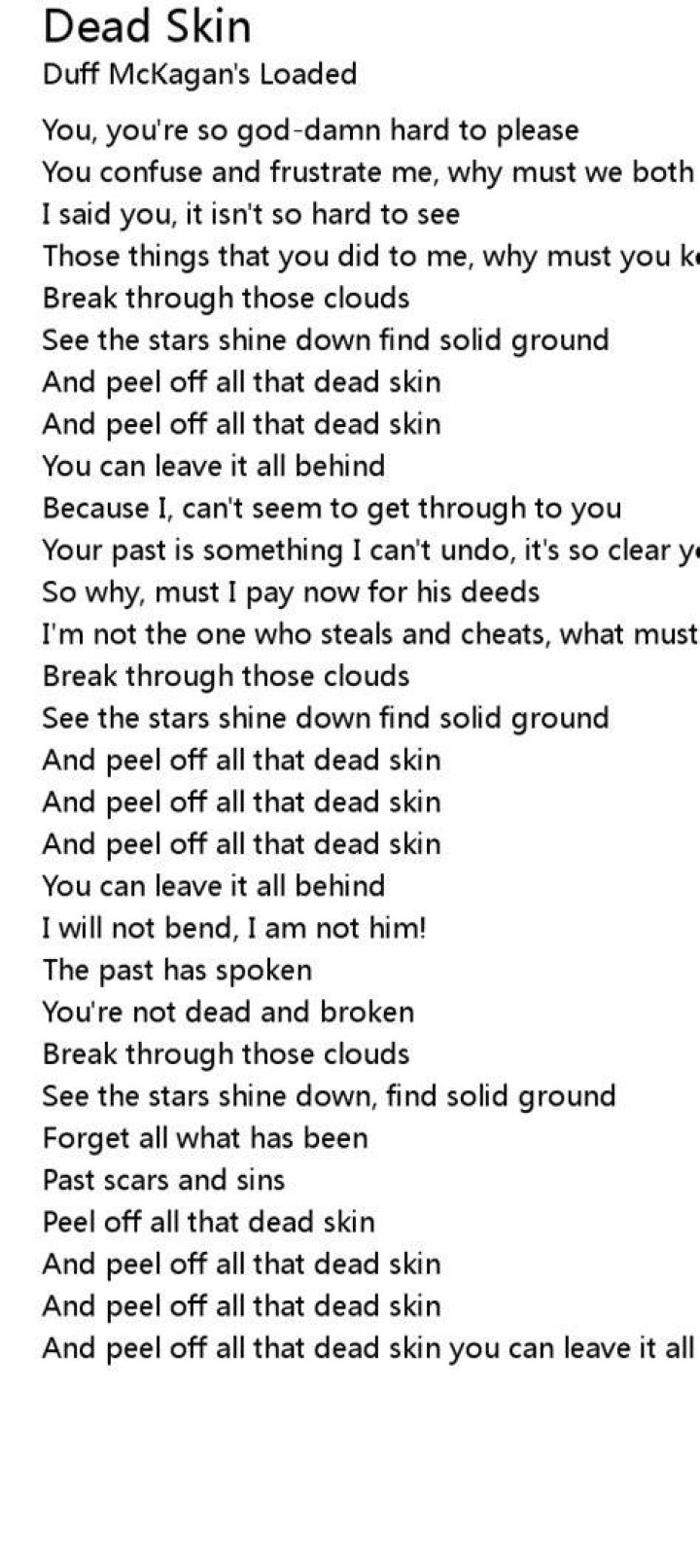 Dead skin lyrics