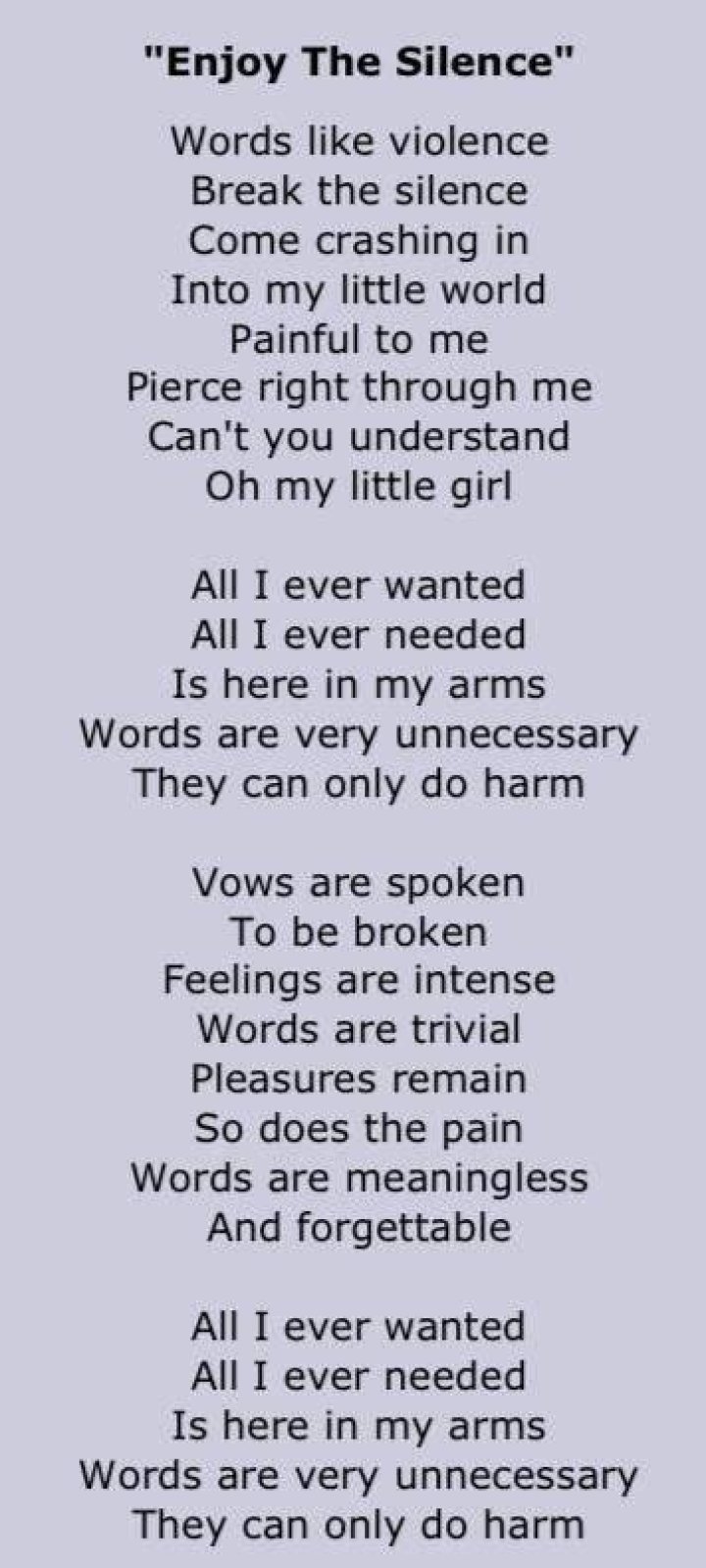 Enjoy the silence ... lyrics