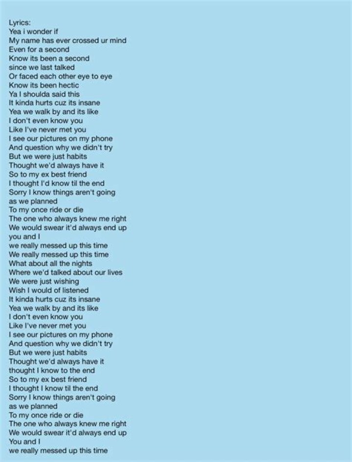 Ex friend revange lyrics