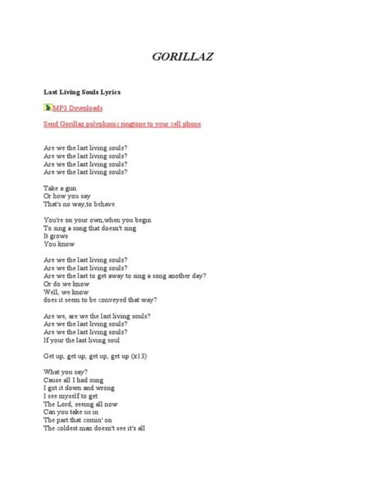 Gorillaz lyrics