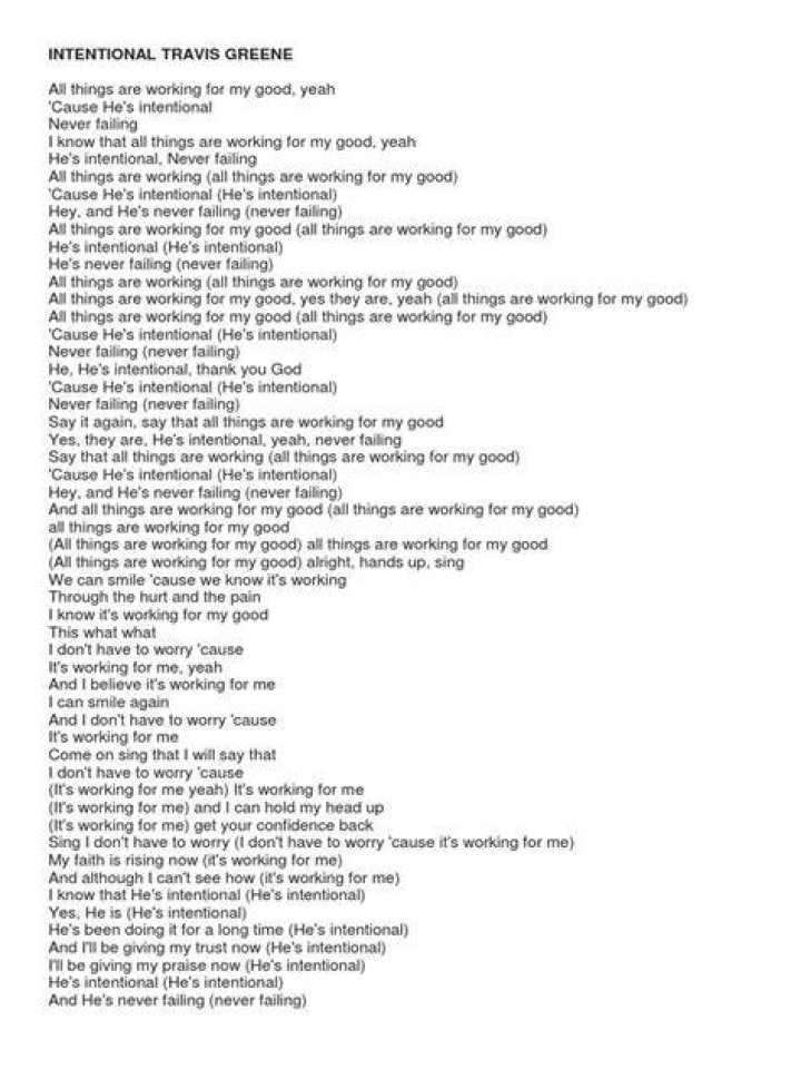 Intentional by travis greene lyrics