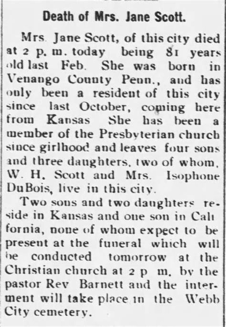 Jane Scott Obituary