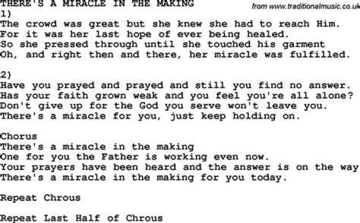 Miracle in the making lyrics