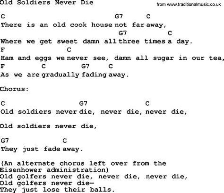 Old soldier never die lyrics