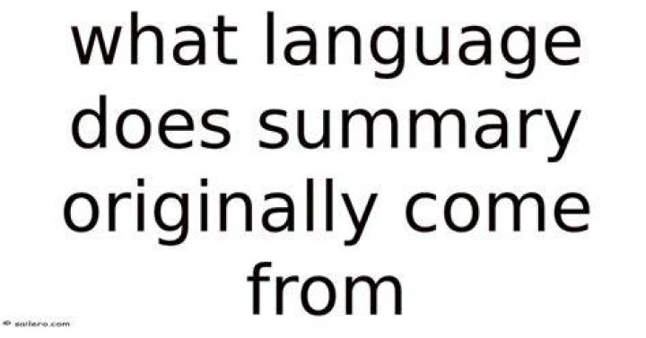 Originally Come From