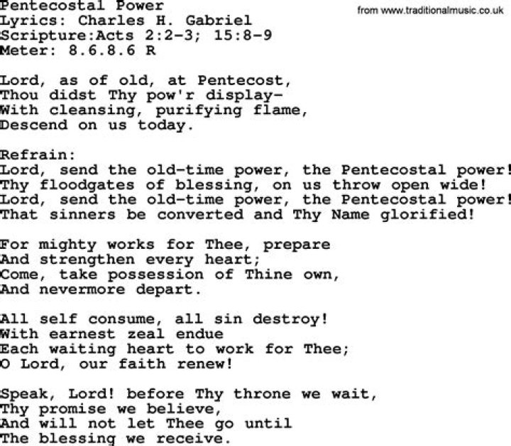 Pentecostal songs lyrics