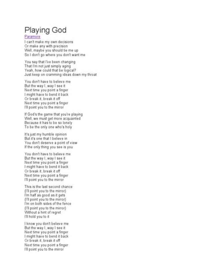 Playing god lyrics