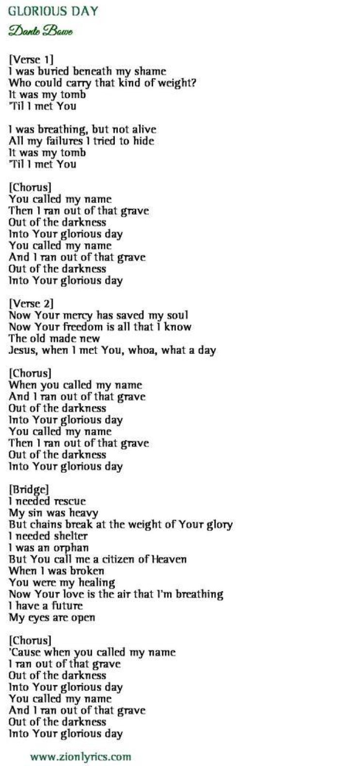 Praise and harmony glorious day lyrics