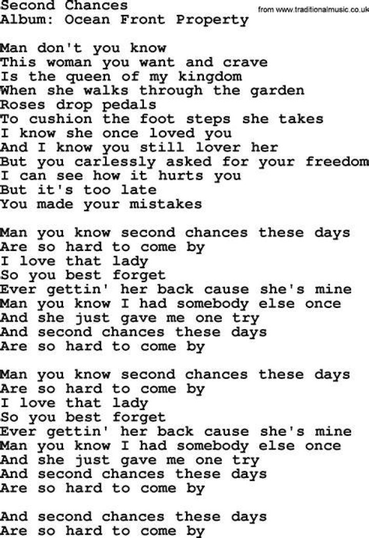 Songs about second chances lyrics