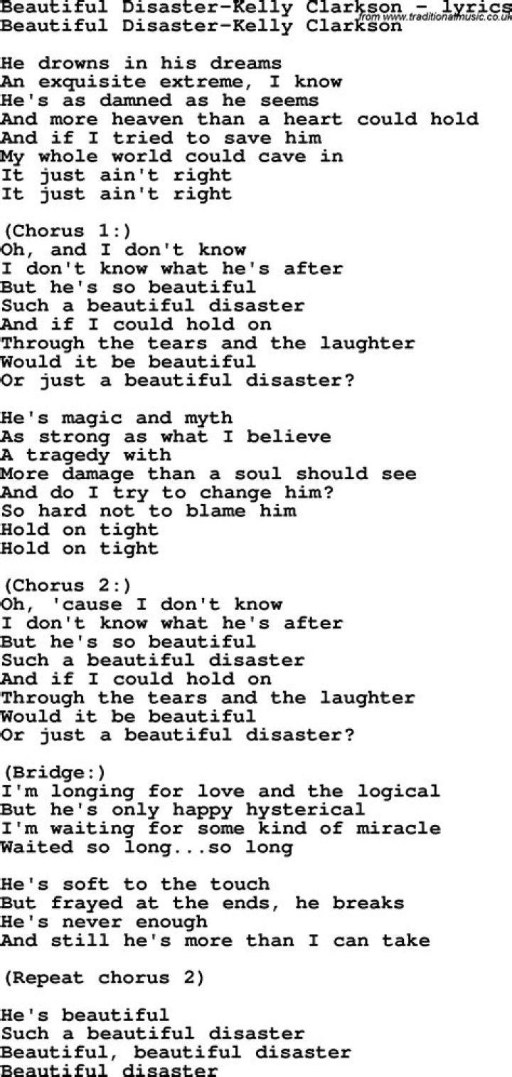 This beautiful disaster is you lyrics