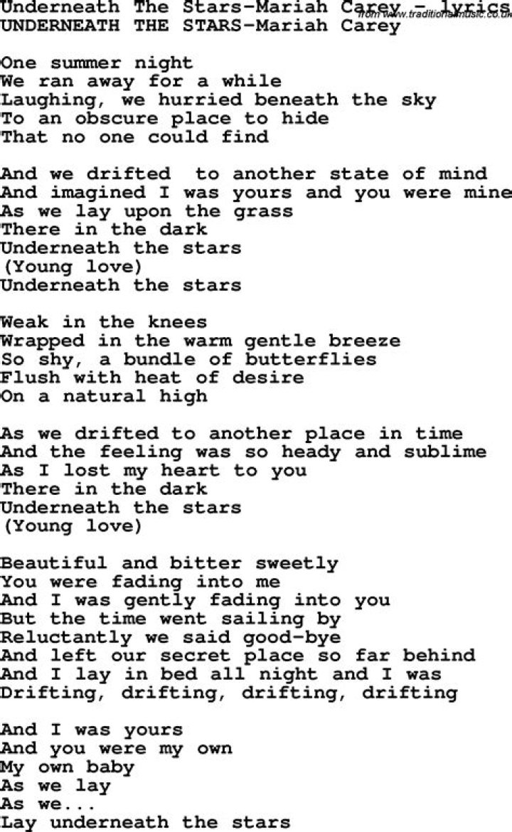 Underneath the stars lyrics