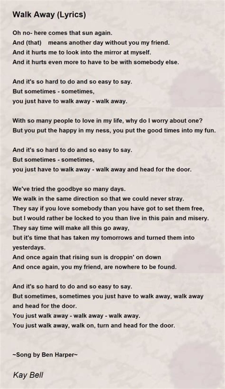 Walk away from love lyrics