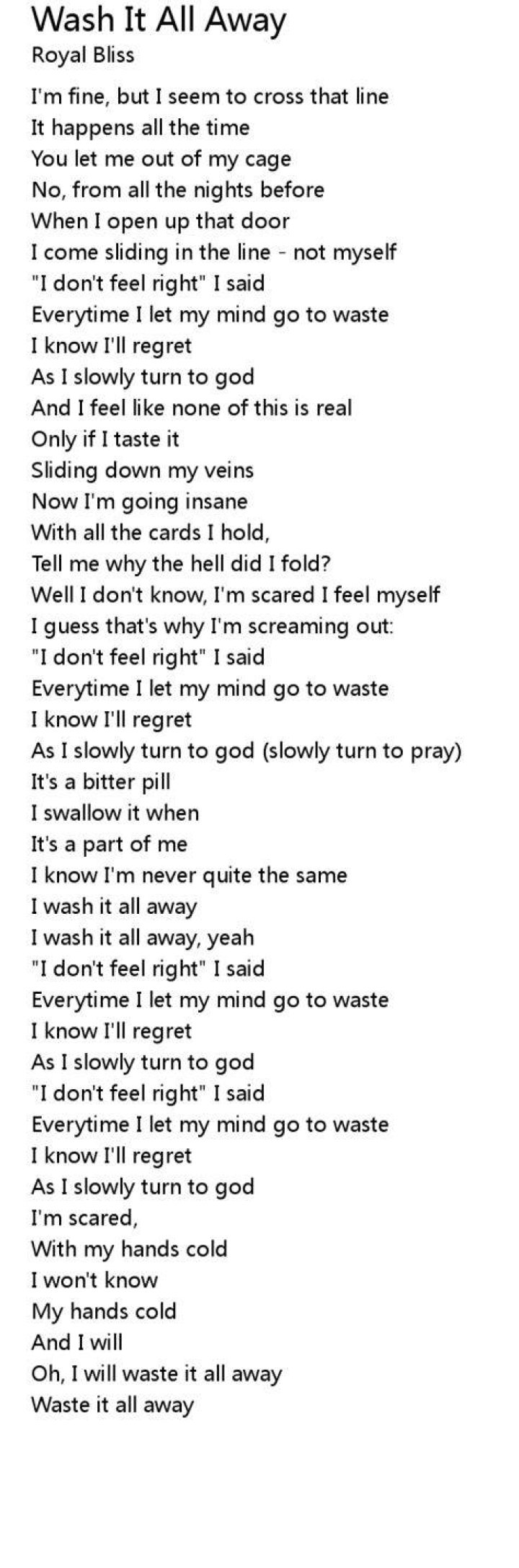 Wash it all away lyrics